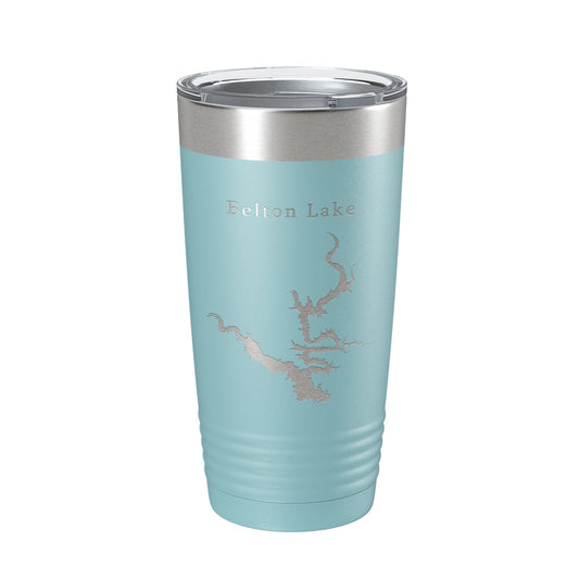 Belton Lake Map Tumbler Travel Mug Insulated Laser Engraved Coffee Cup Texas 20 oz