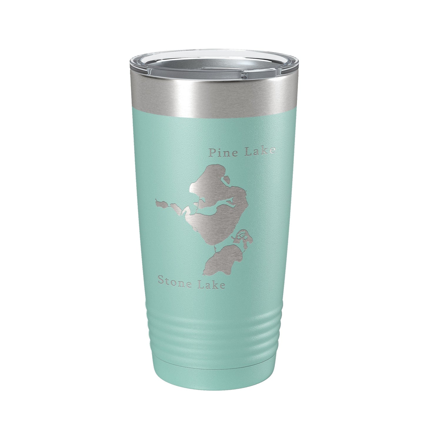 Pine Lake and Stone Lake Map Tumbler Travel Mug Insulated Laser Engraved Coffee Cup Indiana 20 oz