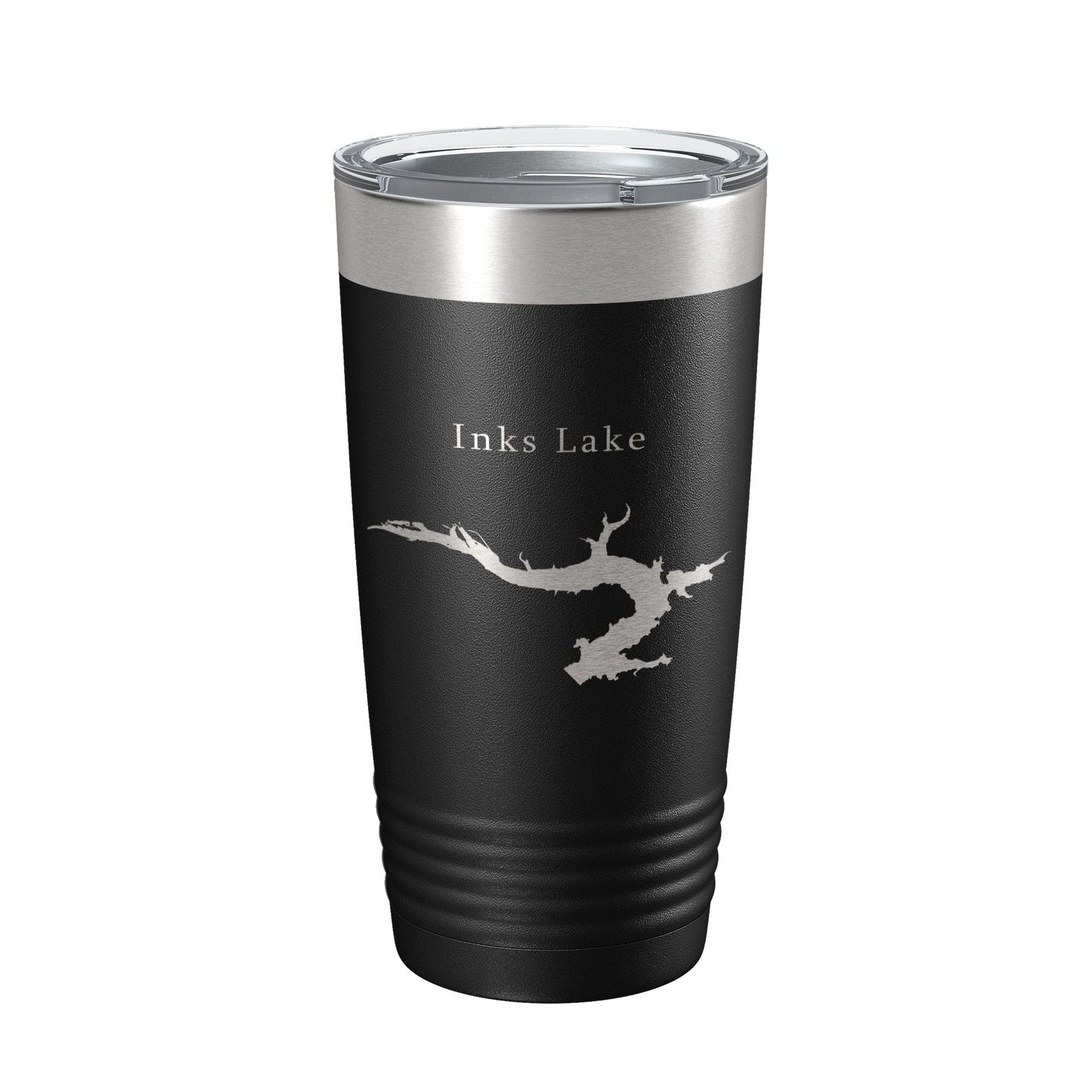 Inks Lake Map Tumbler Travel Mug Insulated Laser Engraved Coffee Cup Texas 20 oz