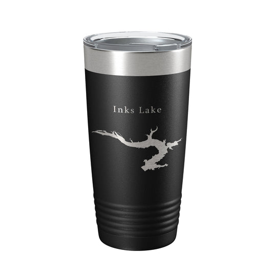 Inks Lake Map Tumbler Travel Mug Insulated Laser Engraved Coffee Cup Texas 20 oz