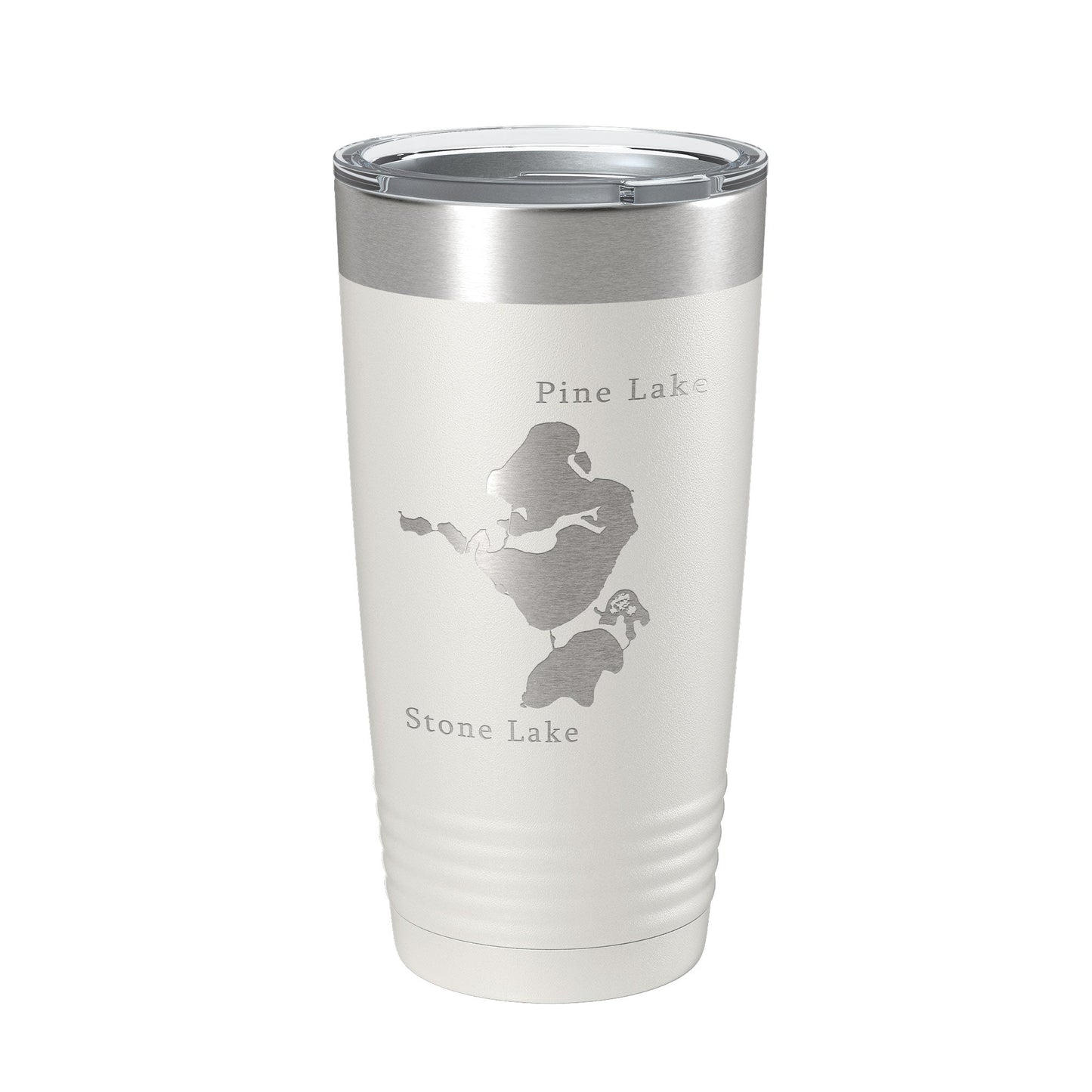 Pine Lake and Stone Lake Map Tumbler Travel Mug Insulated Laser Engraved Coffee Cup Indiana 20 oz
