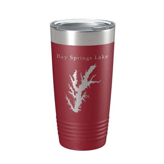 Bay Springs Lake Map Tumbler Travel Mug Insulated Laser Engraved Coffee Cup Mississippi 20 oz