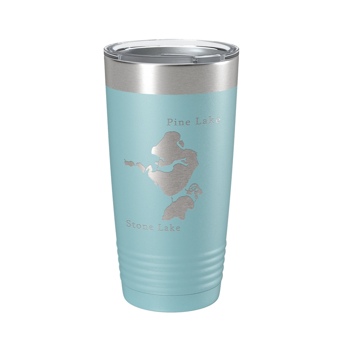 Pine Lake and Stone Lake Map Tumbler Travel Mug Insulated Laser Engraved Coffee Cup Indiana 20 oz