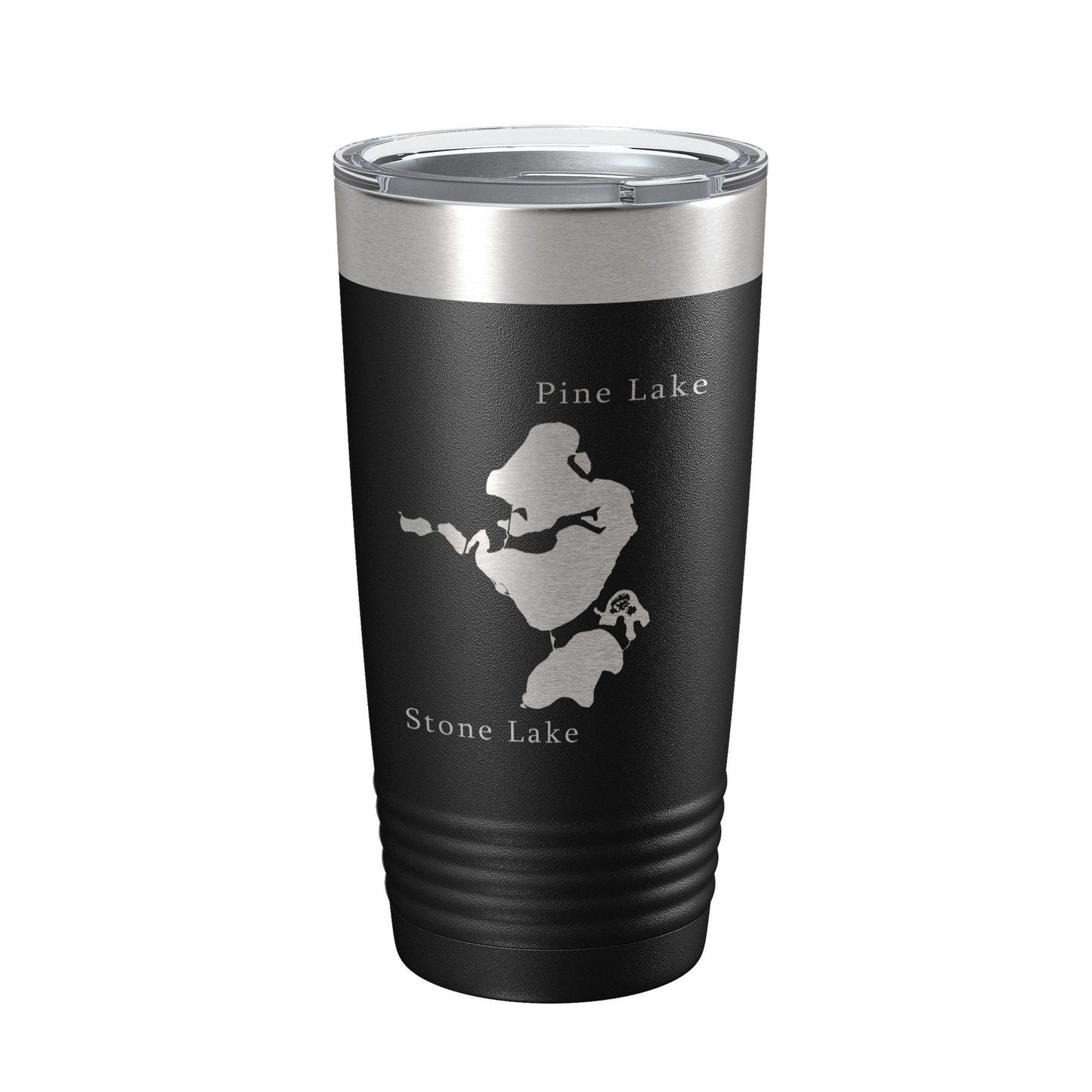 Pine Lake and Stone Lake Map Tumbler Travel Mug Insulated Laser Engraved Coffee Cup Indiana 20 oz