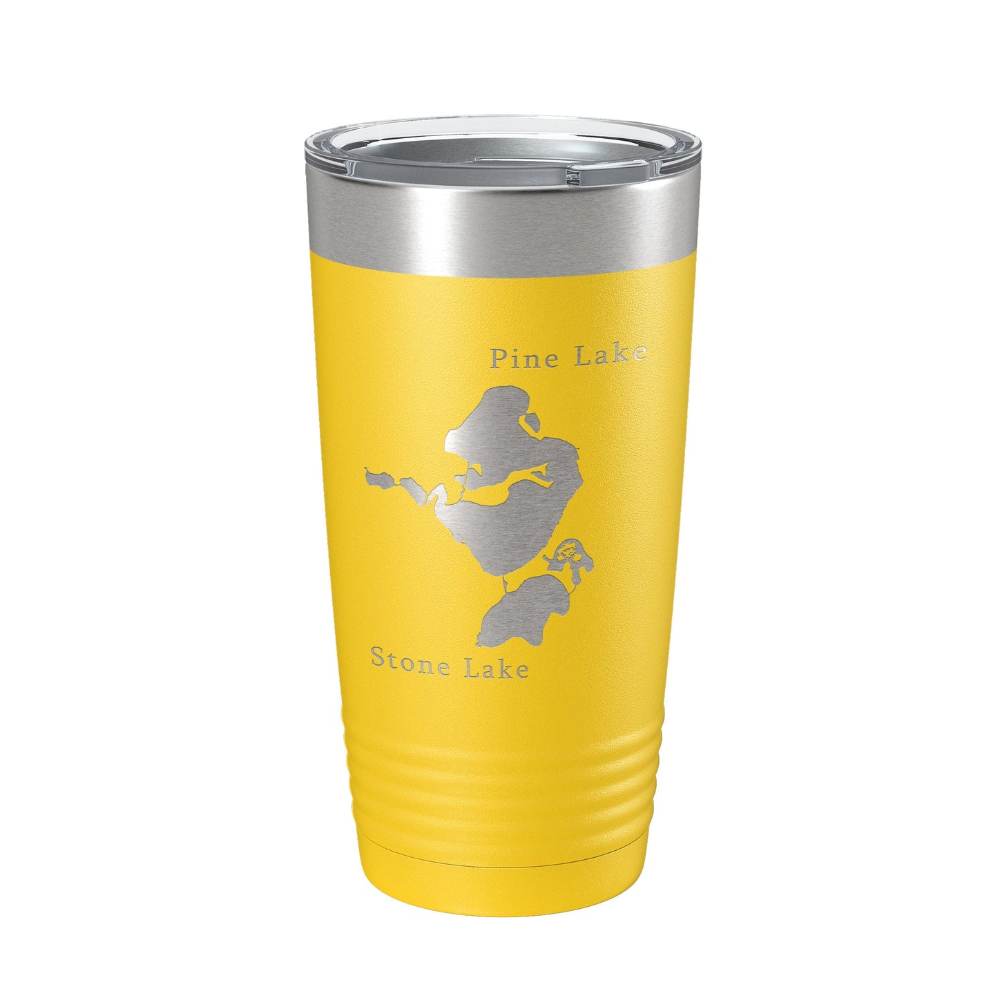 Pine Lake and Stone Lake Map Tumbler Travel Mug Insulated Laser Engraved Coffee Cup Indiana 20 oz
